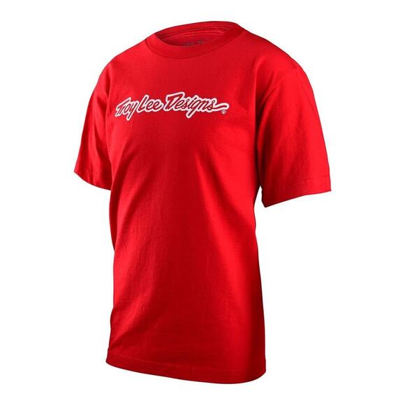 Youth Troy Lee Designs Signature Short Sleeve Racing Motocross Shirt Red Size XL - Picture 1 of 2